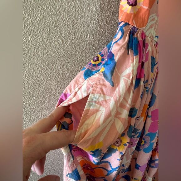 J Crew Liberty London Pavilion Pink Floral High Neck Button Up Midi Dress 00 - Picture 7 of 11
